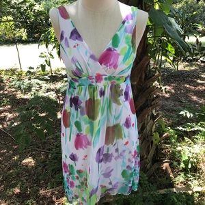 A Byer Floral Summer Dress Vneck with Tie Spring